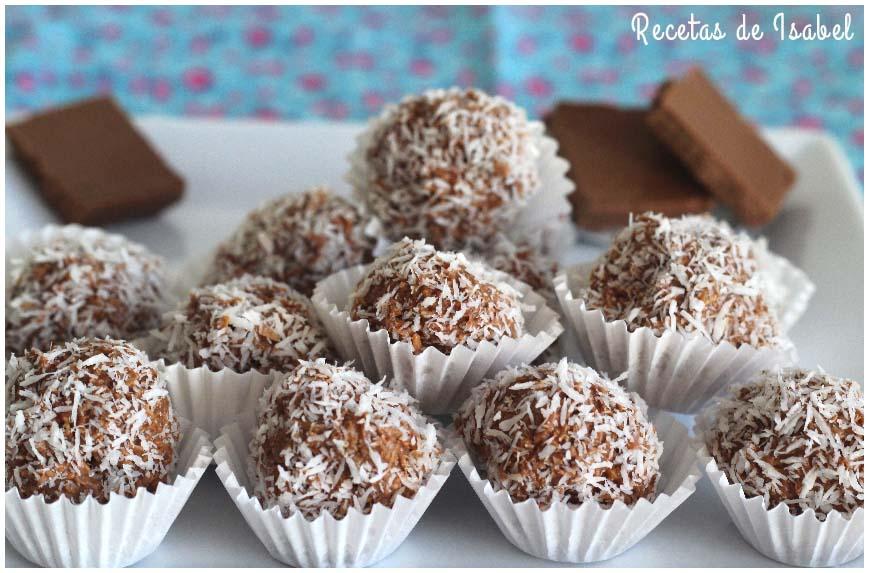 Bombones de chocolate y coco sin más ingredientes