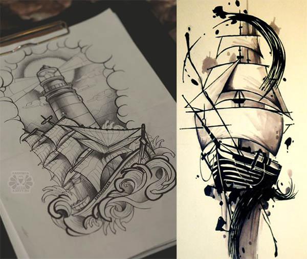 diseños de tatuajes de barcos