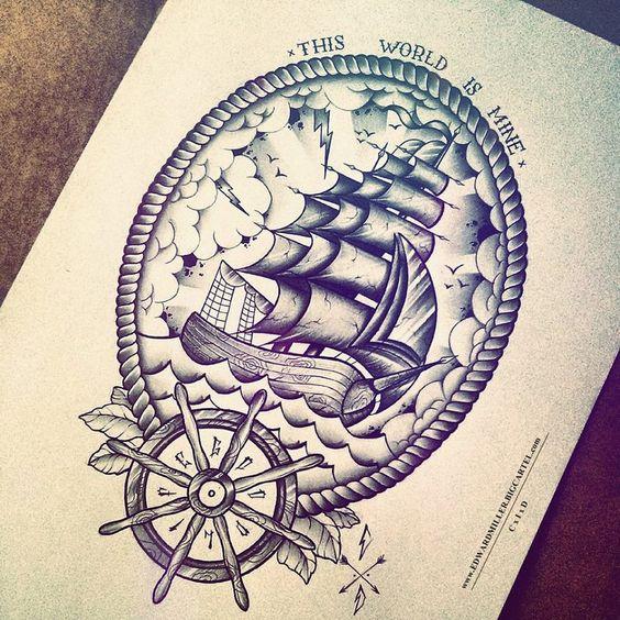 diseño de tatuaje para barco