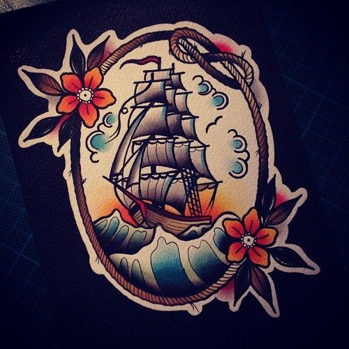 diseño para tatuaje de barco