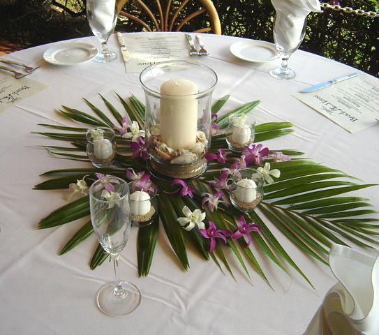 decoración mesa boda hawaiiana