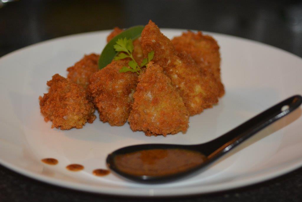 Pavo crujiente con salsa de miel y mostaza