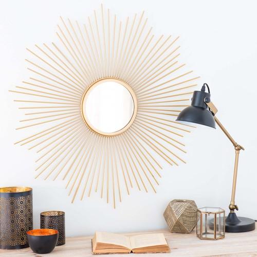 Espejo redondo de metal dorado D 70 cm SOLEDAD