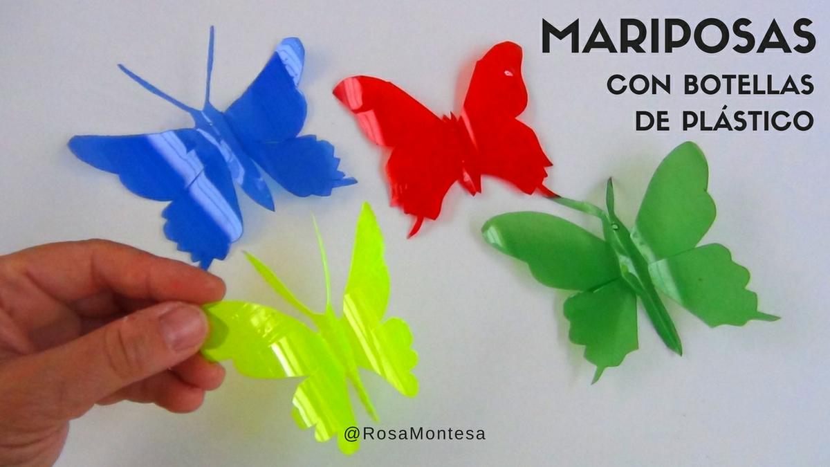 Mariposas de colores con botellas de plástico