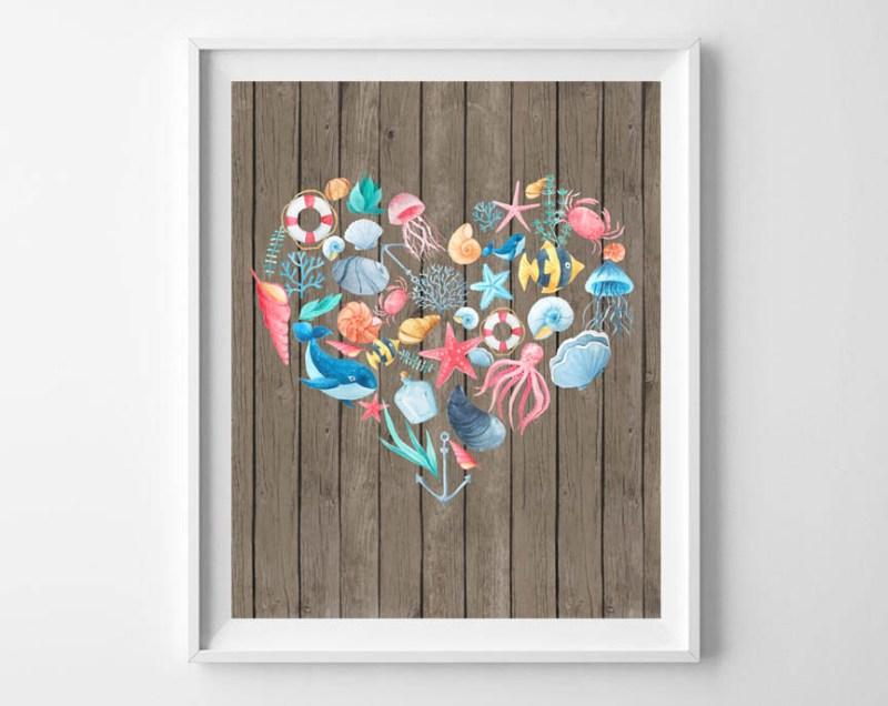 Imprimibles de verano - temas nauticos con forma de corazon