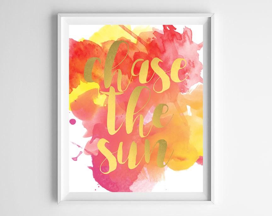 Imprimibles de verano gratis-Mensaje Persigue el sol