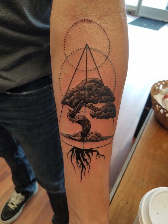 tatuaje de arbol bonsai