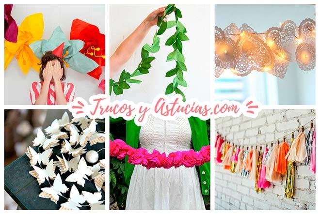 ideas para decorar una boda con guirnaldas y banderines hechos con manualidades