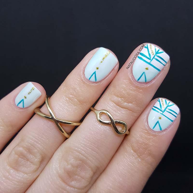 swatches de masglo escarchado dorado marinera y efecto velo manicura elegante facil y rapida