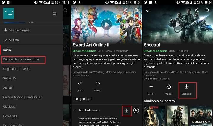 Cómo descargar series y peliculas de netflix para ver offline sin conexión a internet para verlas cuando quieras desde un movil o celular Android o desde Windows 10