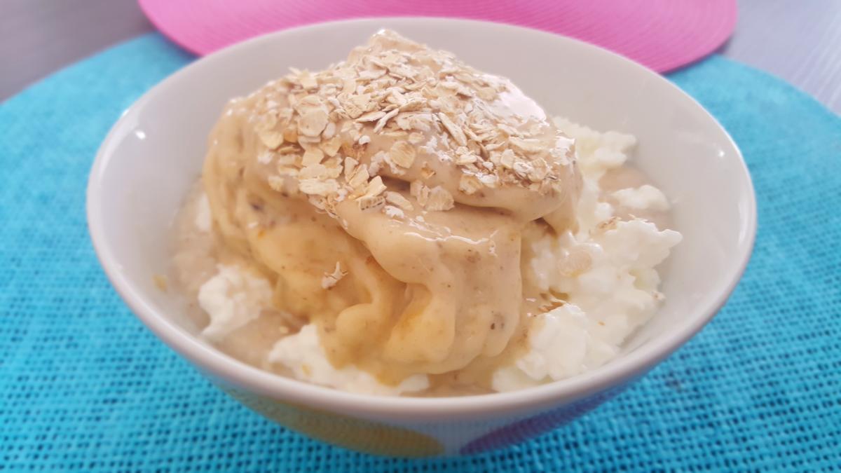 gachas con cottage y helado de platano 2