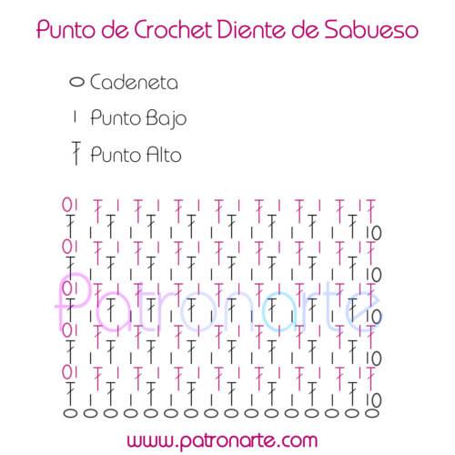 patron punto de crochet diente de sabueso