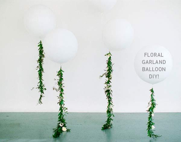 manualidad para hacer una guirnalda para ornamentar una boda, con globos