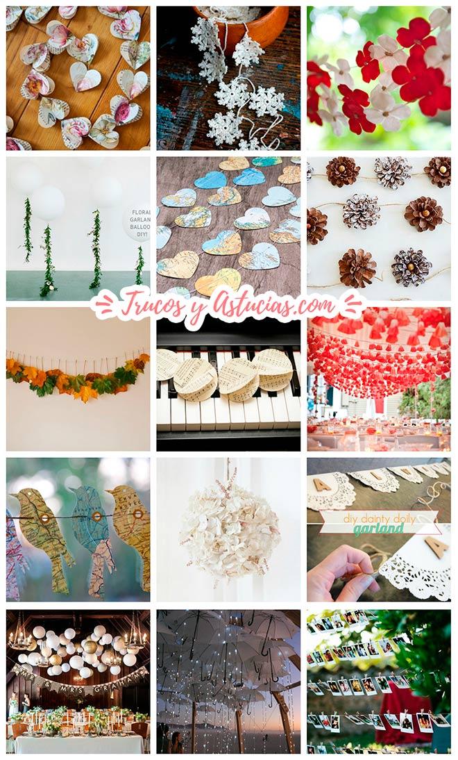 manualidades de guirnaldas y banderines para bodas originales DIY