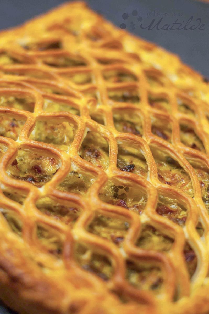 Tarta de puerros y jamón