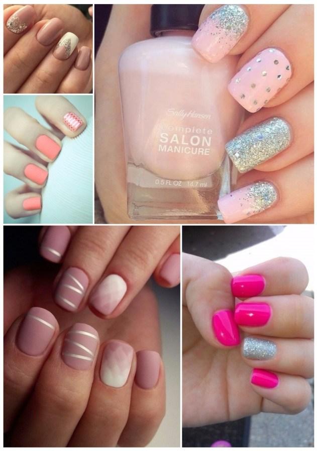 uñas decoradas en color coral con plata