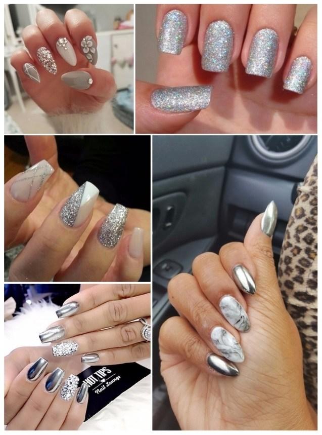 uñas de gel decoradas en plata