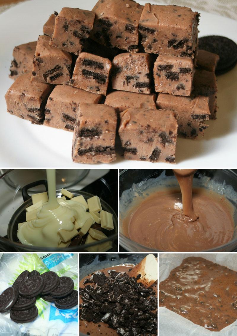 fudge de chocolate y oreo receta