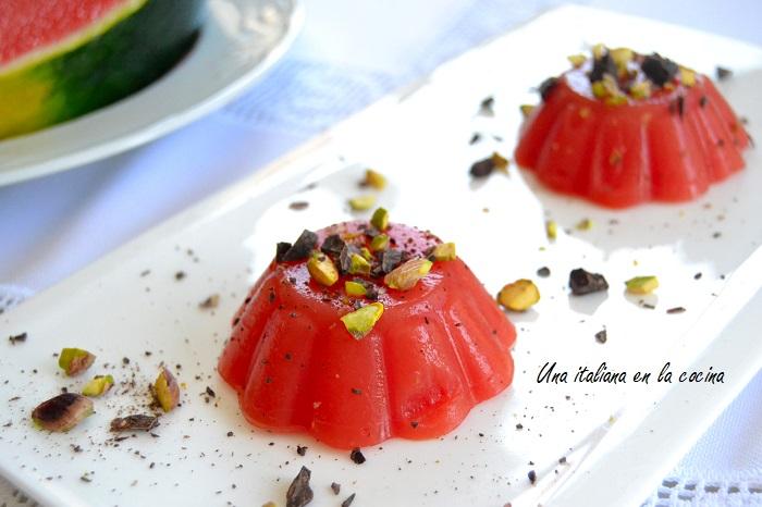 Postre con sandia, gelo di mellone