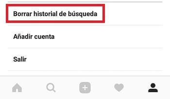 como borrar historial de instagram
