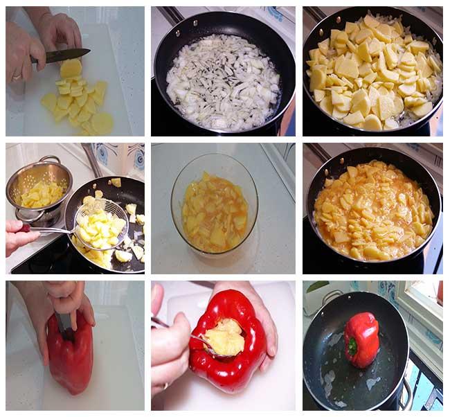 Pimientos rellenos de tortilla de patatas