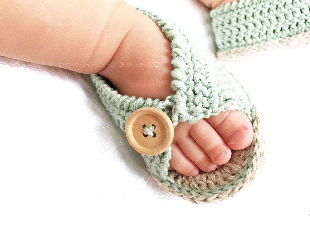 Sandalias de Crochet de bebé MINT - Patrón y tutorial DIY