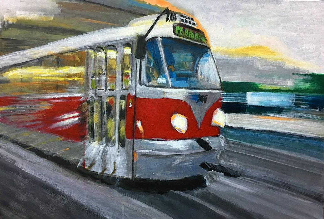 deGranero dibujo pintura Madrid acrílico autobús