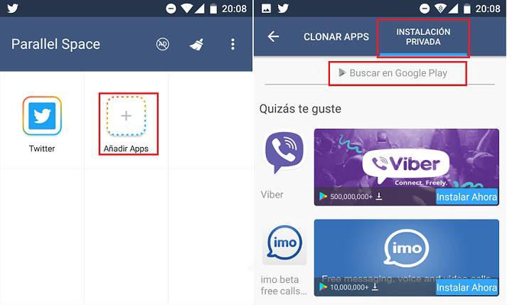 duplicar apps Android para usar 2 cuentas o configuraciones distintas con el motor de virtualizacion de apps de Parallel Space