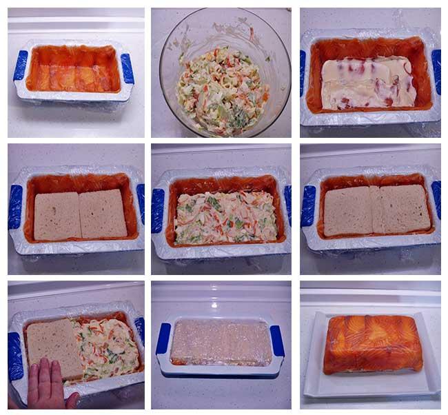 Pastel de salmón con pan de molde