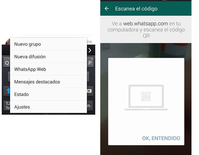 Si activas "WhatsApp web" puedes acceder a WhatsApp desde tu navegador