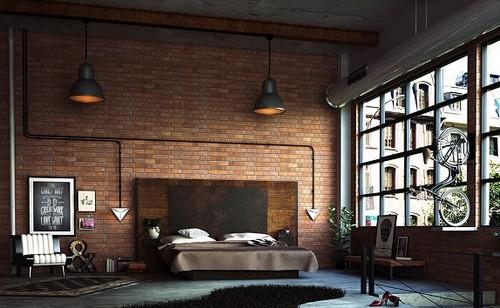 dormitorio grande estilo industrial