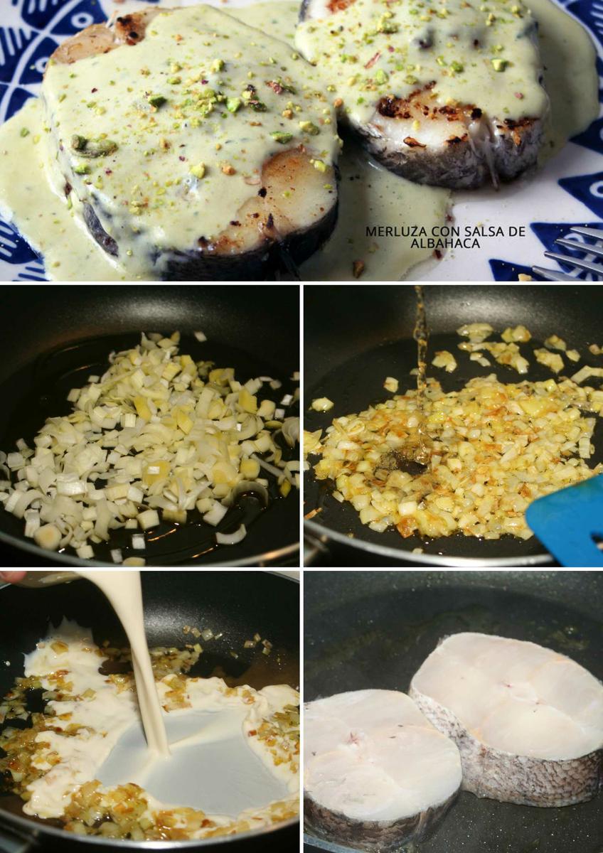 merluza con salsa de albahaca receta
