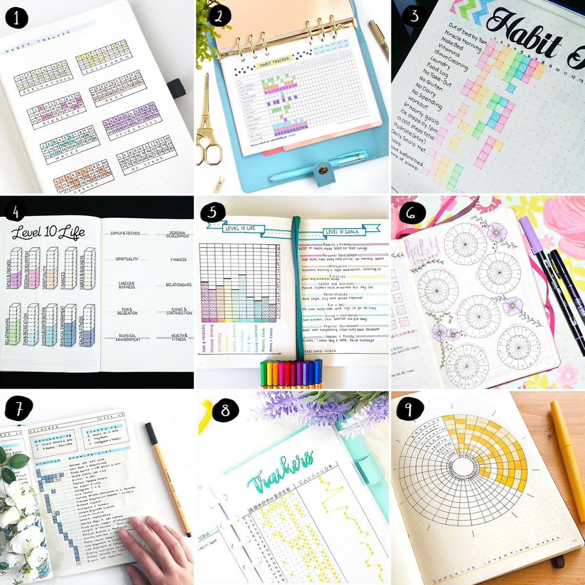 Bullet Journal: Trackers inspiracion, visto en "I am a Mess Blog"