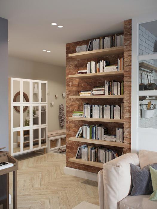 estanteria volada pared de ladrillo