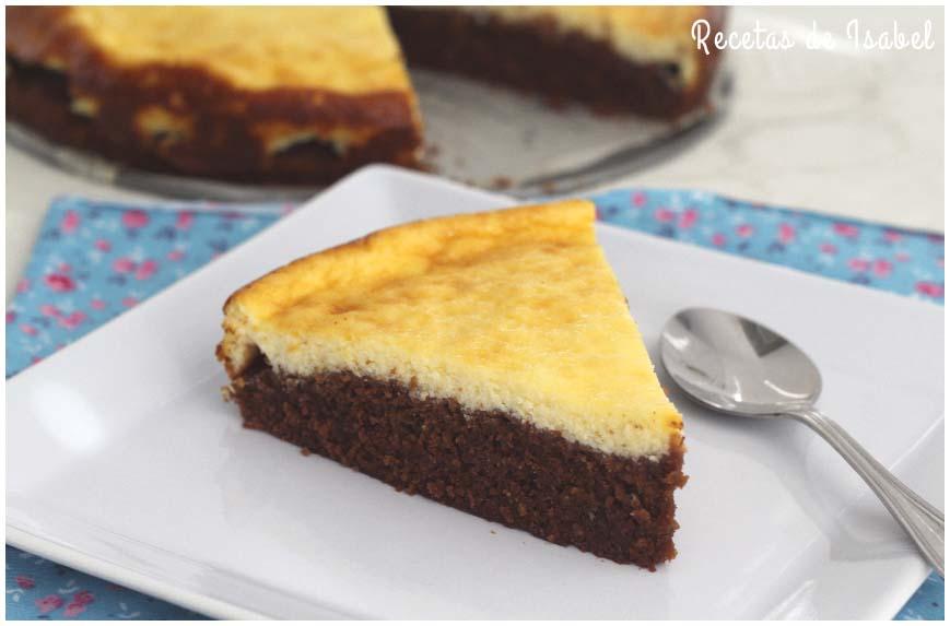 Pastel de brownie y cheesecake muy fácil