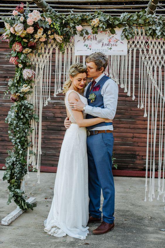 Arco de macramé para bodas. Ideas para boda BohoChic