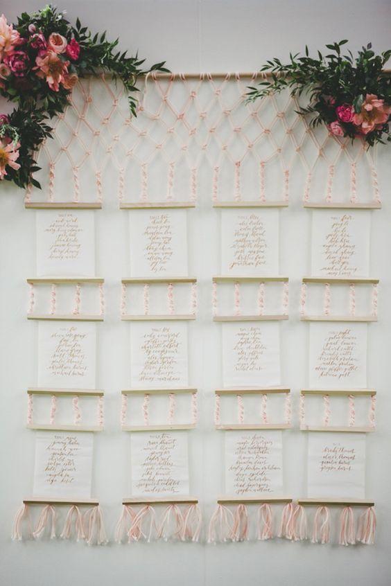 Seating plan, protocolo de mesas para boda BohoChic.