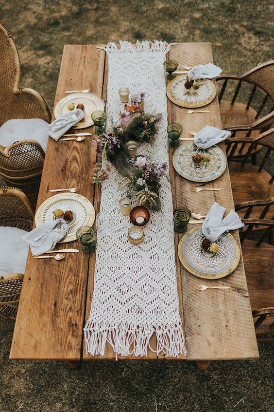 Mesa de boda Bohochic. Bodas con macramé.