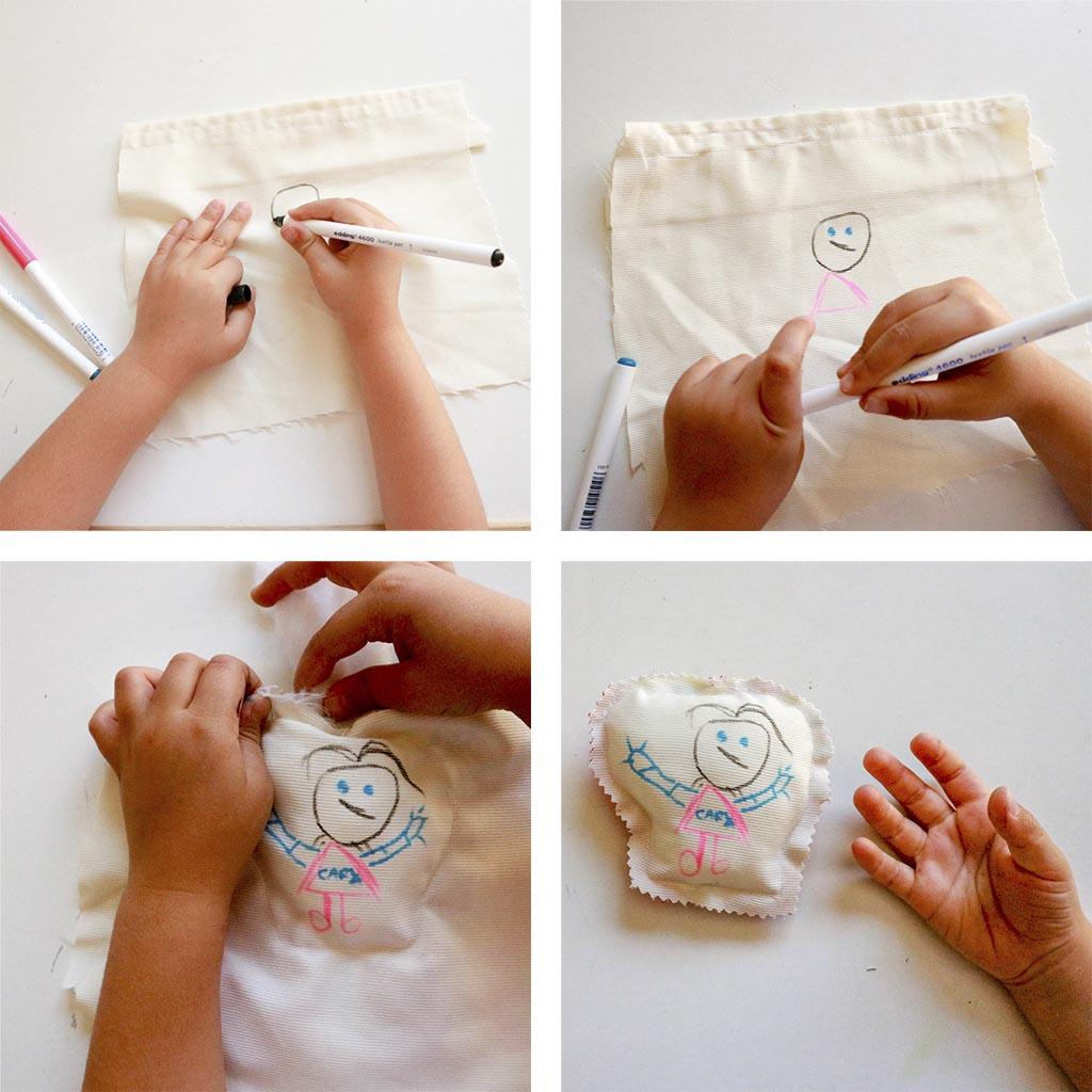 cojines hechos por niños