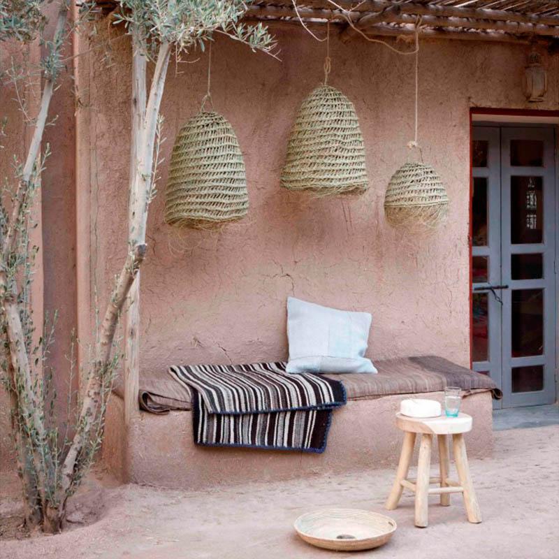 lámpara bambu y mimbre