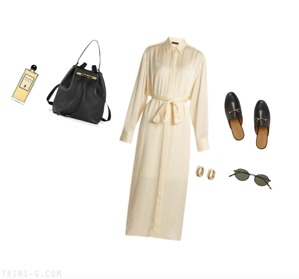 Trini | The Row dress Gucci slides