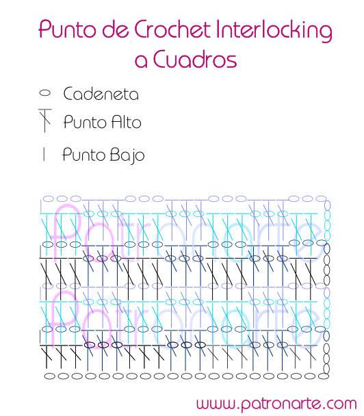 Patron Punto de Crochet Interlocking a cuadros