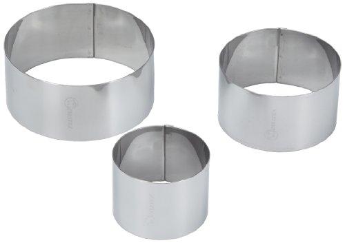 Metaltex 204536 - Juego de 3 aros para emplatar de acero inoxidable, 60/80/100 x 45 milímetros