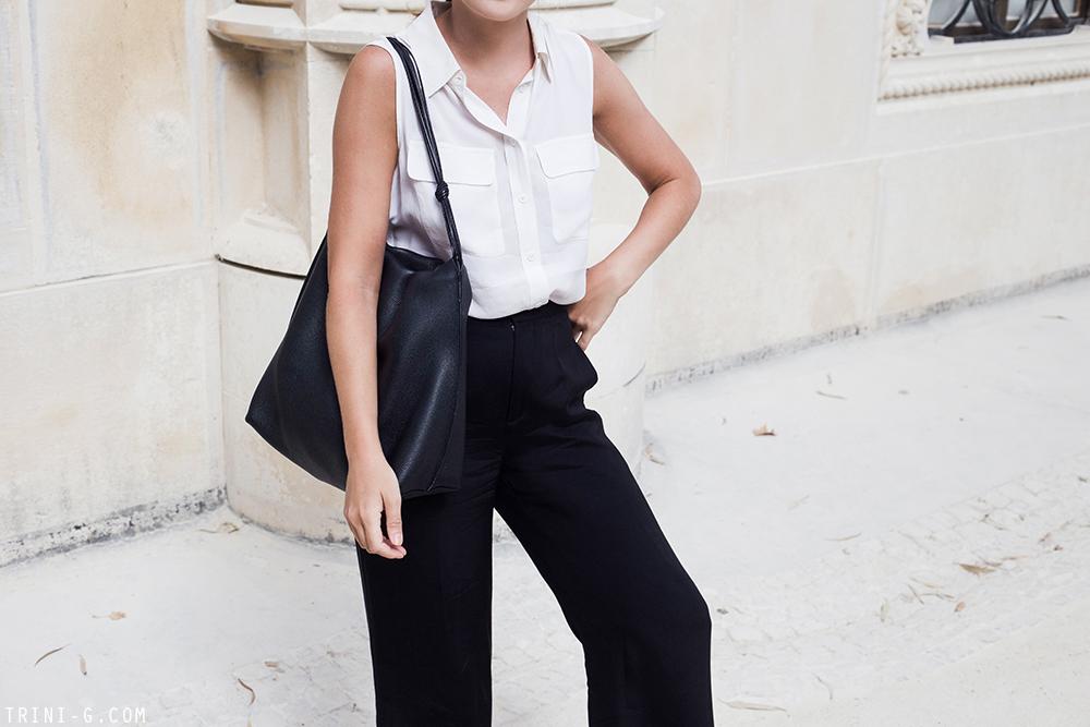 Trini | Equipment sleeveless shirt Theyskens Theory pants 