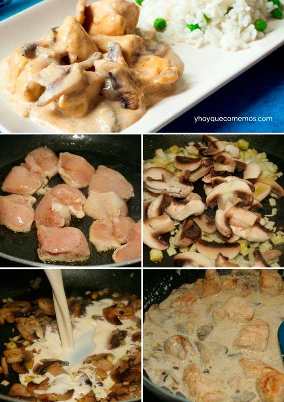 pollo con champinones receta
