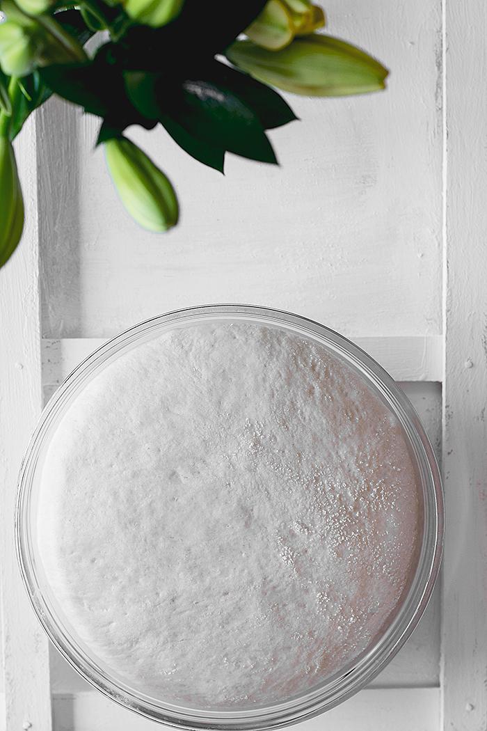 pan de molde casero, masa fermentada