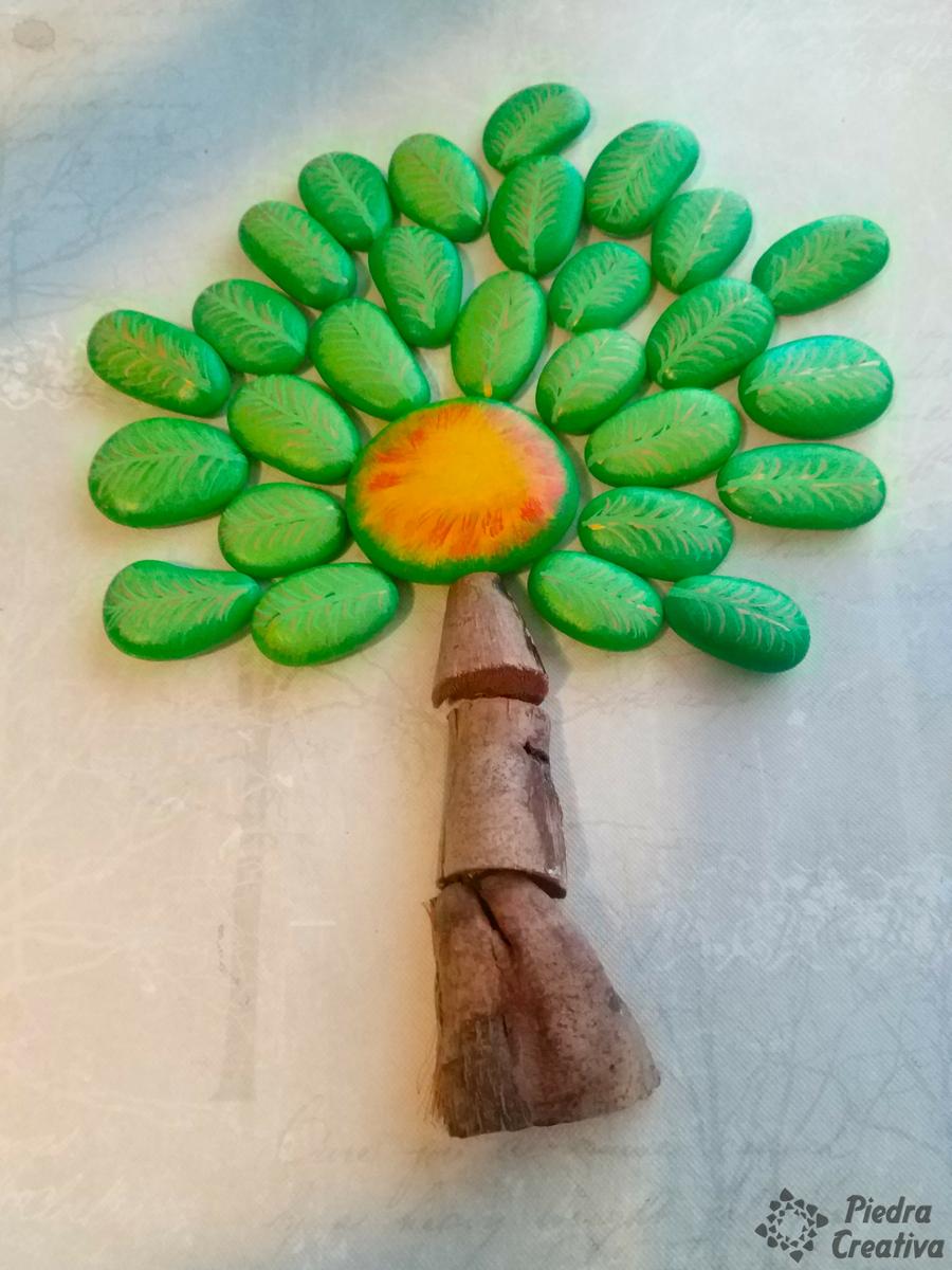 Manualidad de piedras pintadas del árbol con nombres de la clase 