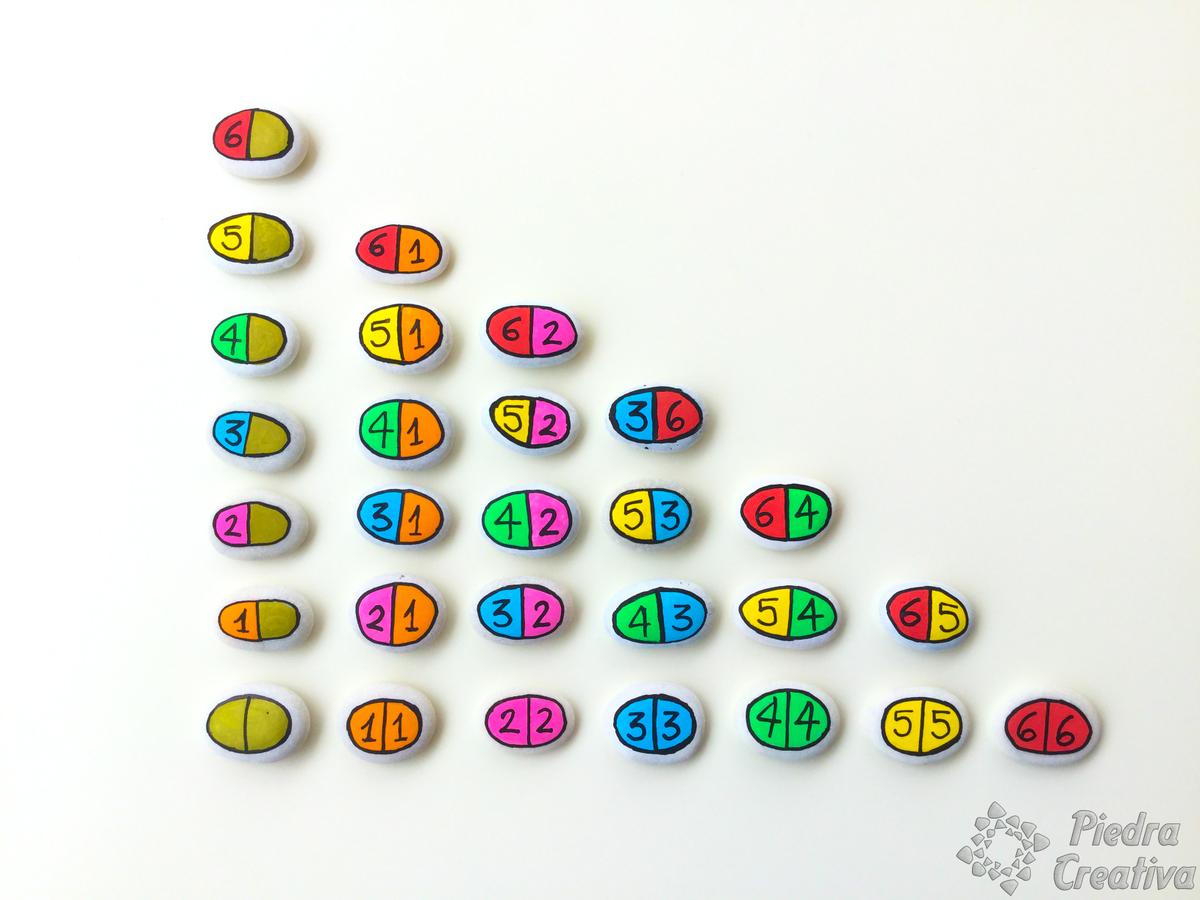 Dominó de piedras pintadas