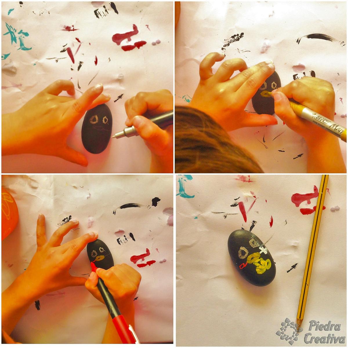 Monstruos pintados en piedra