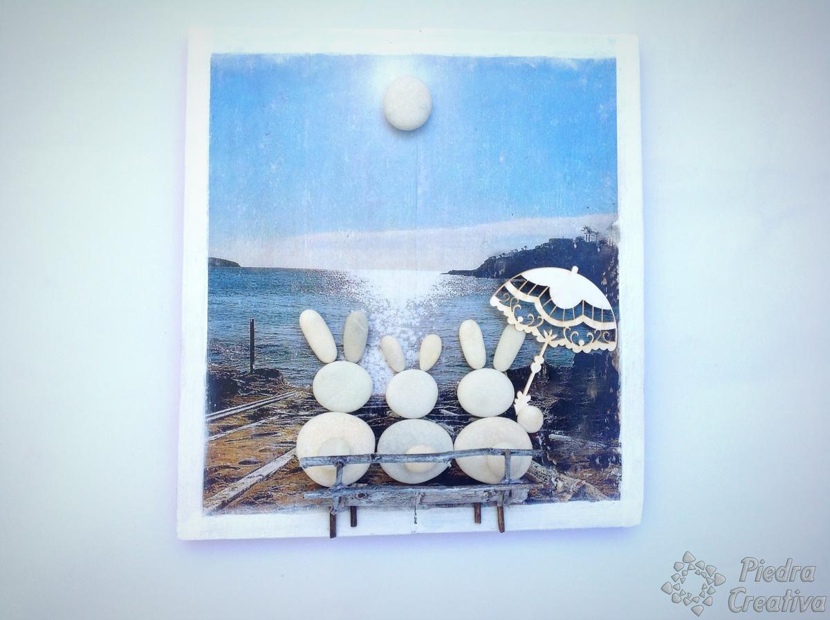 Manualidad de foto transfer y piedras